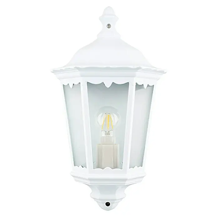 Starlux Turin Aplique exterior - 60 W, Blanco, IP44 - Lámpara de pared exterior blanca estilo farol con bombilla decorativa para iluminación ambiental exterior.