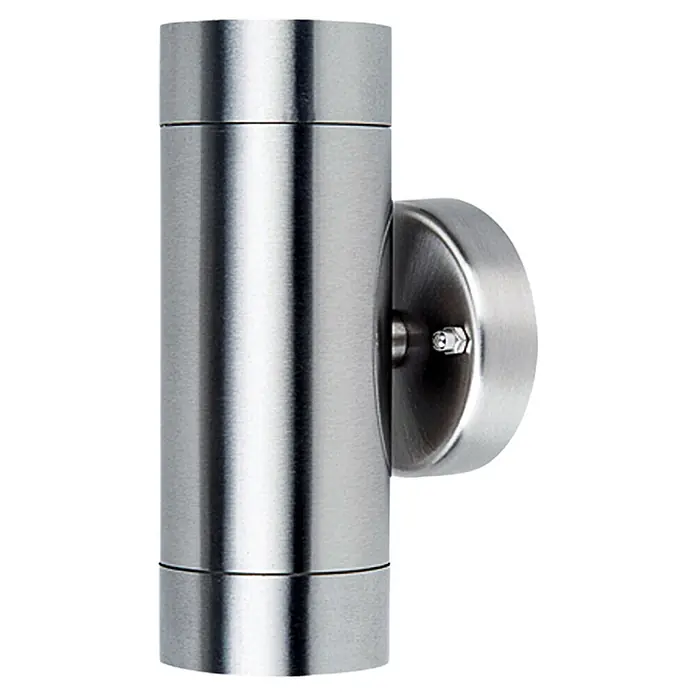 Starlux LED-Außenwandleuchte Dundee II - 6,4 W, Silber, IP44, Anzahl Leuchtmittel: 2 Stk. - Eine moderne, silberfarbene Außenwandleuchte mit einem zylindrischen Design, das sowohl nach oben als auch nach unten Licht abgibt.