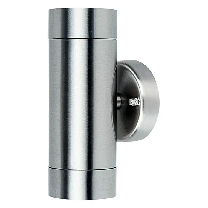 Starlux LED-Außenwandleuchte Dundee II - 6,4 W, Silber, IP44, Anzahl Leuchtmittel: 2 Stk. - Eine moderne, silberfarbene Außenwandleuchte mit einem zylindrischen Design, das sowohl nach oben als auch nach unten Licht abgibt.