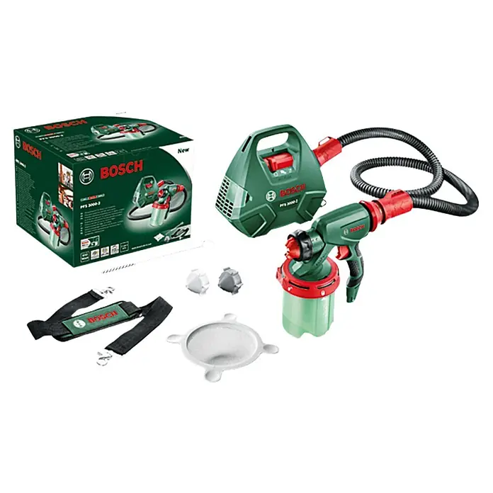 Bosch Sistema de pulverización de pintura PFS 3000-2 - Apto para: Todos los colores, Absorción nominal de corriente: 650 W, 1.000 ml - Sistema de pulverización de pintura Bosch PFS 3000-2 con accesorios. Versátil para una aplicación uniforme y resultados limpios.