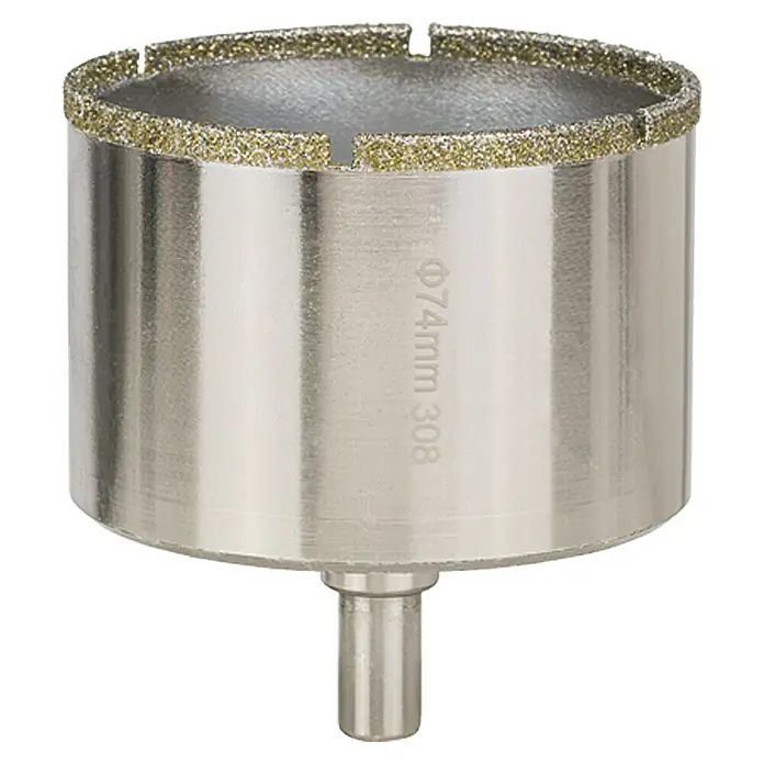 Craftomat Diamant-Lochsäge Keramik - 74 mm, Schnitttiefe: Max. 35 mm - Ein 74-mm-Lochsägebohrer mit Diamantbeschichtung für präzise Schnitte. Ideal für Fliesen, Glas und Keramik.