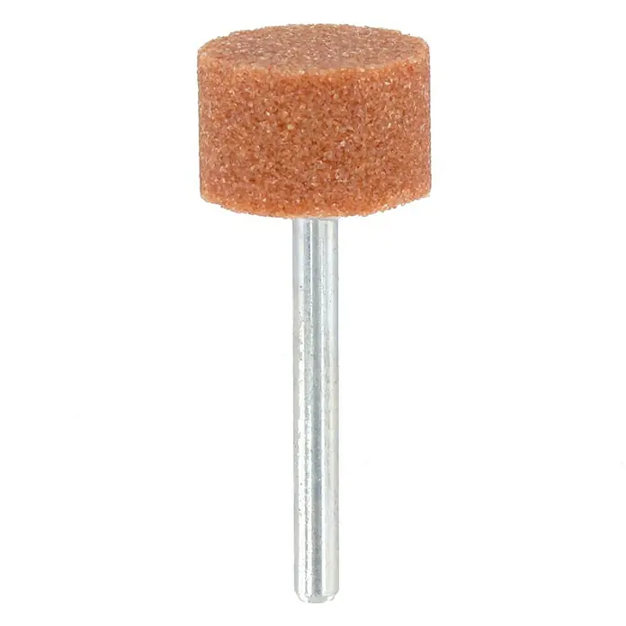 Dremel Korund-Schleifspitze Mod. 8193 - Durchmesser Kopf: 15,9 mm, 2 Stk. - Bild einer Schleifscheibe mit Schaft, ideal zum Schleifen und Polieren von Werkstoffen mit einem Dremel.