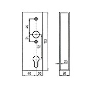 Einsteckschloss- & Kasten (Dornmaß: 40 mm, 166 x 24 mm, Profilzylinder PZ)