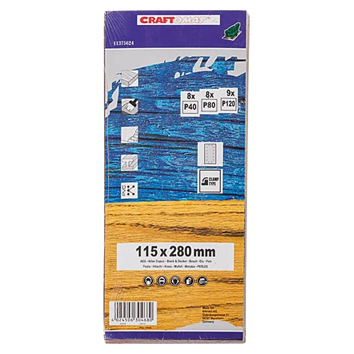 Craftomat Schleifstreifen Sparpack - 280 x 115 mm, 25 -tlg. - Vorderansicht