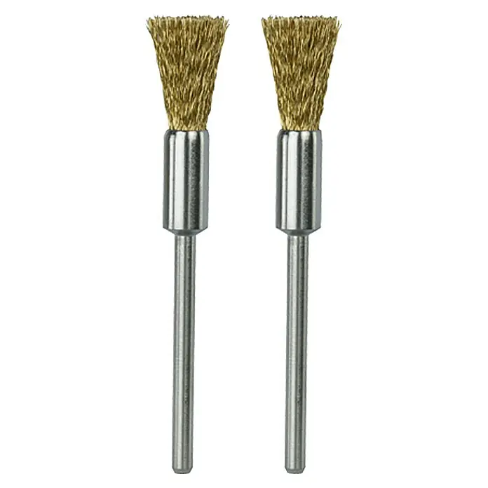 Proxxon Pinselbürsten No 28961 - Durchmesser Pinsel: 8 mm, Messing, 2 Stk. - Zwei Drahtbürsten mit Schaft für Bohrmaschine, ideal zum Entrosten und Reinigen von Metalloberflächen.