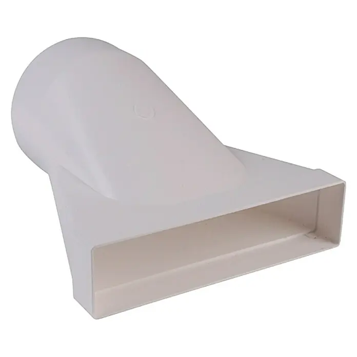Air-Circle Flachkanal-Übergangsstück - Maße Anschlussstutzen: 220 x 54 mm, Durchmesser Anschlussstutzen: 125 mm - Weißer, rechteckiger Luftkanalauslass mit rundem Anschluss für eine optimale Luftverteilung in Innenräumen.