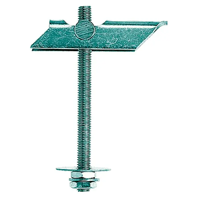 Stabilit Kippdübel KD5KLänge Dübel: 100 mm, 2 Stk., Durchmesser Bohrloch: 16 mm - Eine Kippdübel-Schraube aus Metall, ein Befestigungselement für Trockenbauwände, mit Flügelmutter und Unterlegscheibe.