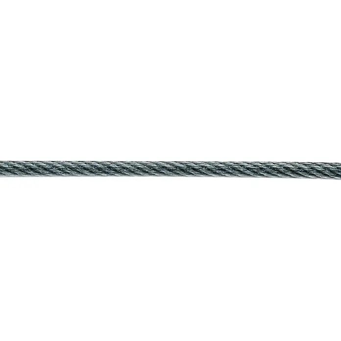 Stabilit Drahtseil Meterware - Durchmesser: 5 mm, Stahl, 6 x 7 FC, PVC - Nahaufnahme eines robusten, geflochtenen Drahtseils, ideal für industrielle Anwendungen und robuste Projekte.
