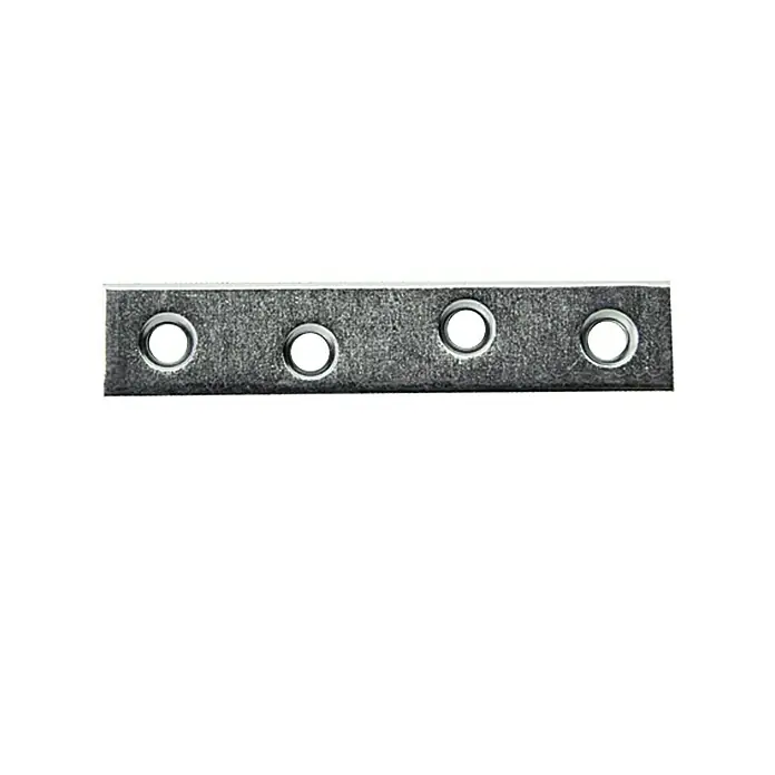 Stabilit Chapa de unión - 200 x 20 mm, Espesor: 2 mm - Placa metálica con cuatro agujeros. La placa es gris y de forma rectangular. Ideal para proyectos de bricolaje.