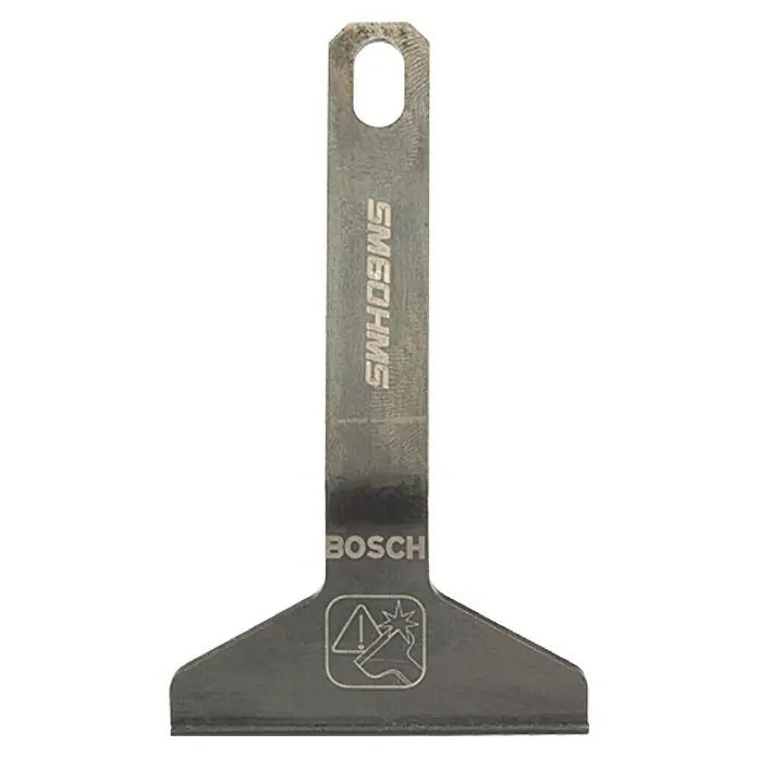 Bosch Cuchilla rascadora SM 60 HMS - Ancho: 60 mm, Cuchilla rectificada - En la imagen se muestra un cincel Bosch con la escritura SM60HMS. La herramienta es de metal y tiene una punta plana.