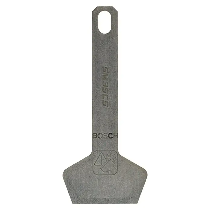 Bosch Cuchilla rascadora SM 35 CS moquetas - Ancho: 35 mm - Un cincel para azulejos Bosch con orificio para colgar y el logotipo de Bosch. Apto para eliminar restos de azulejos y adhesivo.