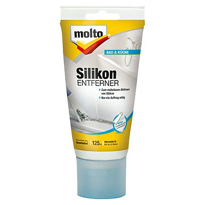 Molto Silikonentferner - 125 ml - Das Bild zeigt eine Tube Molto Silikonentferner für Bad und Küche, um Silikon mühelos zu entfernen.