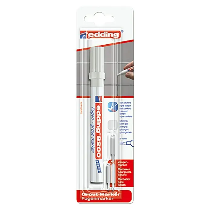 Edding Fugenmarker 8200 - Grau - Abbildung des Edding 8200 Fugenmarker, ein Stift zum Ausbessern von Fliesenfugen.