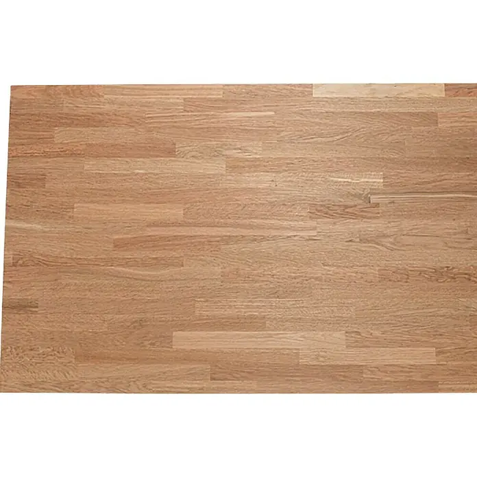 Exclusivholz Encimera - Roble, 400 x 80 x 3,8 cm - Una tabla de madera rectangular hecha de madera clara con un grano interesante, ideal para la construcción de muebles o como elemento decorativo.