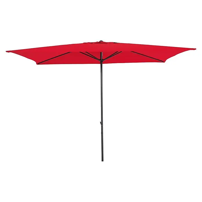Sunfun Marktschirm Venetien II - Chili, Bespannungsmaß (L x B): 300 x 200 cm - Roter, rechteckiger Sonnenschirm mit schwarzem Gestell bietet stilvollen und effektiven Sonnenschutz für den Außenbereich.