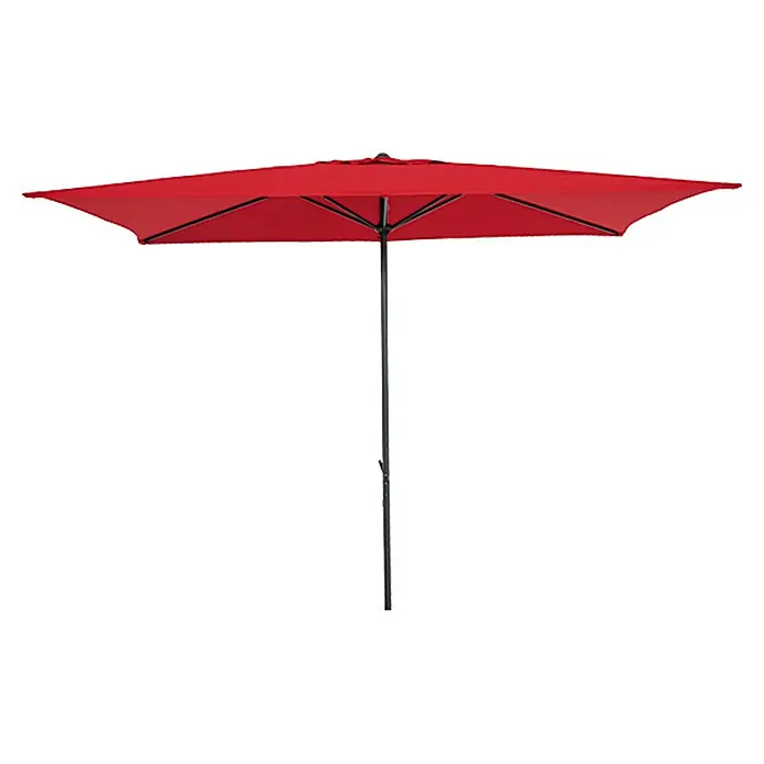 Sunfun Marktschirm Venetien II - Chili, Bespannungsmaß (L x B): 300 x 200 cm - Roter, rechteckiger Sonnenschirm mit schwarzem Gestell bietet stilvollen und effektiven Sonnenschutz für den Außenbereich.