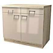 Flex-Well Palma Unterschrank (57 x 100 x 86 cm, Dekor Front: Kaschmir Glanz, Dekor Korpus: Sonoma Eiche (außen))