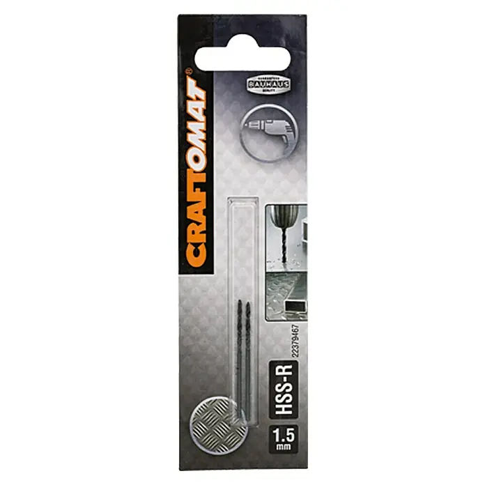 Craftomat Metallbohrer - HSS-R, Durchmesser Bohrer: 1,5 mm, 2 Stk. - Eine Packung Craftomat HSS-R Bohrer, 1,5 mm. Das Set enthält Bohrer für Metallarbeiten, ideal für präzise Bohrungen.