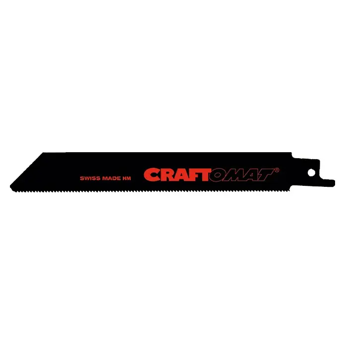 Craftomat Hoja de sierra de sable S 518 EHM - Inox/Acero inoxidable, 2 pzs., Distancia entre dientes: 1,4 mm - En la imagen, una hoja de sierra alternativa negra de Craftomat.