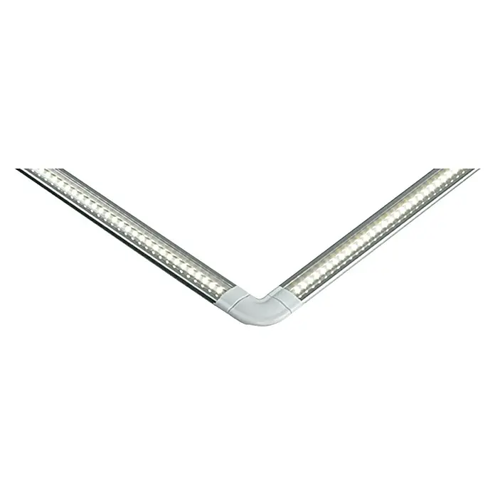 Tween Light LED-Unterbauleuchte - 6 W, Länge: 60 cm, Warmweiß, 2 Stk. - Das Bild zeigt eine LED-Lichtleiste mit Eckverbinder, ideal für moderne Beleuchtungslösungen. Das silberne Design sorgt für einen eleganten Look.