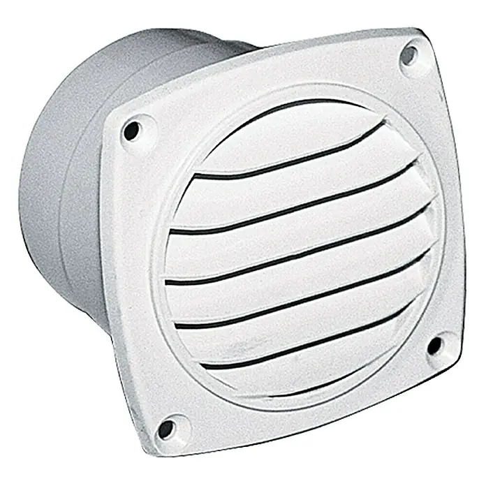 Talamex Lüfterrost - 92 x 92 mm, Weiß, Schlauchdurchmesser: 75 mm - Weißes Lüftungsgitter mit Lamellen und quadratischer Blende für Wandmontage. Ideal zur Belüftung und Entlüftung von Räumen.