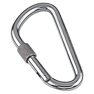 Karabinerhaken mit Sicherheitsmutter (Ø x L: 10 x 115 mm, Bruchlast: 1 200 kg, Edelstahl, A4)