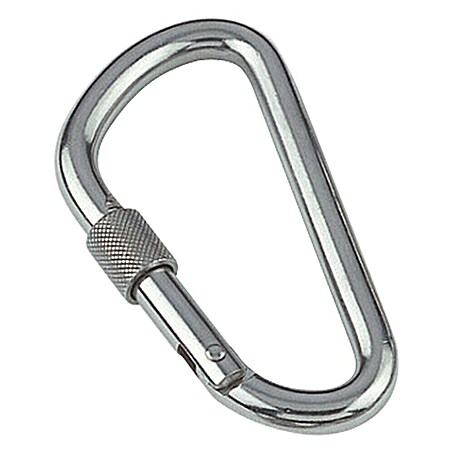 Karabinerhaken mit Sicherheitsmutter (Ø x L: 10 x 115 mm, Bruchlast: 1 200 kg, Edelstahl, A4)