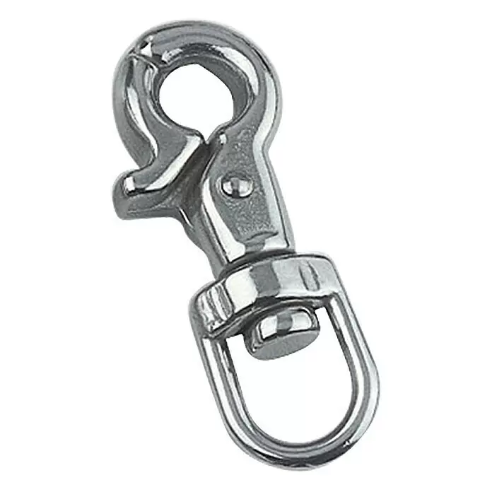 Schnapphaken - Durchmesser: 13 mm, Länge: 6,5 cm, Wirbelauge, Edelstahl, A4