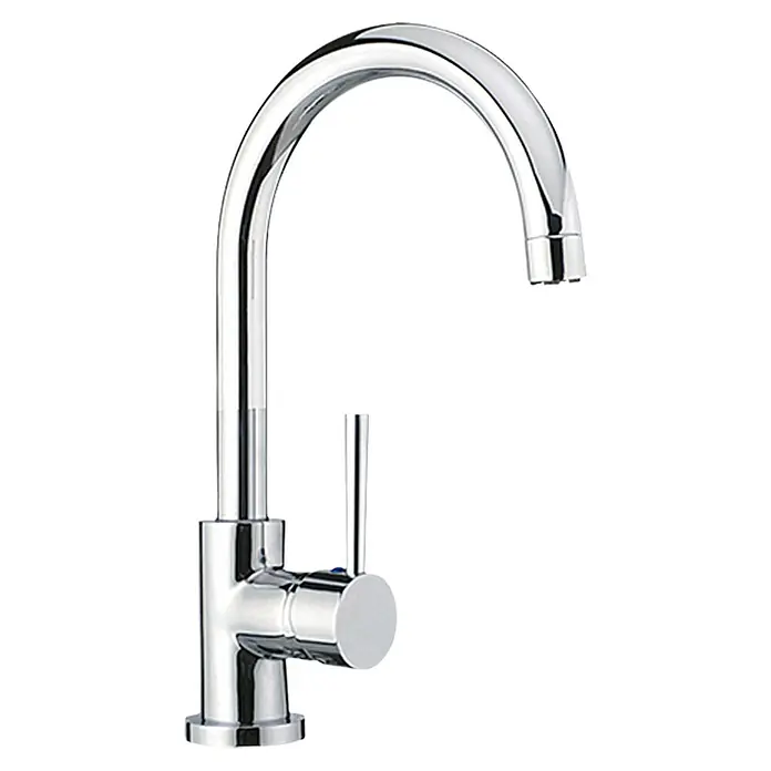 Camargue Merida Spültischarmatur - Niederdruck, Chrom - Glänzender, verchromter Küchenarmatur mit einem hohen Auslauf und einem eleganten, zylindrischen Griff. Perfekt für moderne Küchen.