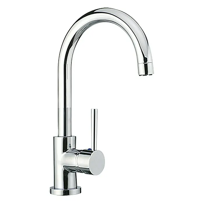 Camargue Merida Spültischarmatur - Niederdruck, Chrom - Glänzender, verchromter Küchenarmatur mit einem hohen Auslauf und einem eleganten, zylindrischen Griff. Perfekt für moderne Küchen.