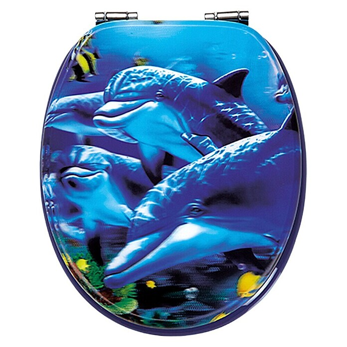 Poseidon Toiletzitting Sea Life 3D (Softclose, MDF, Afneembaar, Blauw)