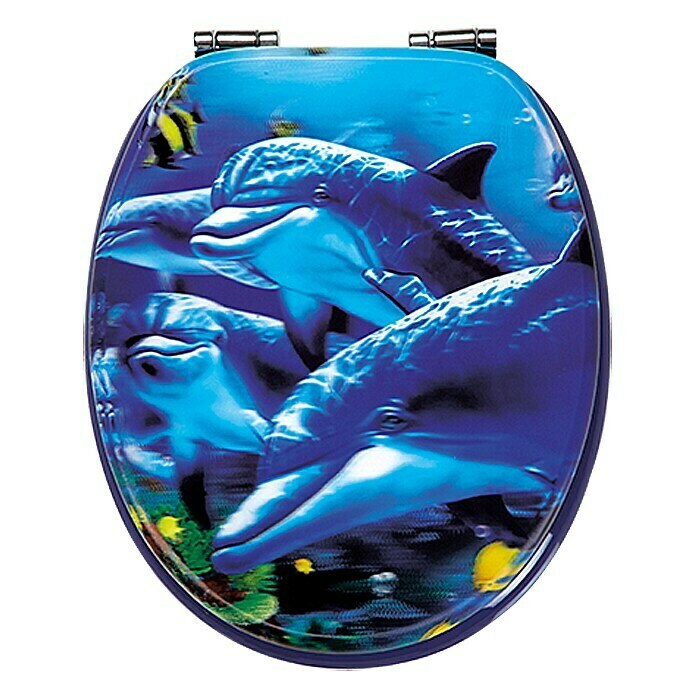 Poseidon WC-Sitz Sea Life 3D (Mit Absenkautomatik, MDF, Abnehmbar, Blau)