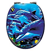 Poseidon WC-Sitz Sea Life 3D (Mit Absenkautomatik, MDF, Abnehmbar, Blau)
