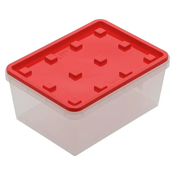 Wisent Caja de almacenaje b-boXx - L x An x Al: 90 x 270 x 84 mm, Plástico, Rojo/Transparente - Caja de almacenamiento transparente con tapa roja. Ideal para organizar varios artículos. Robusta y práctica para el uso diario.