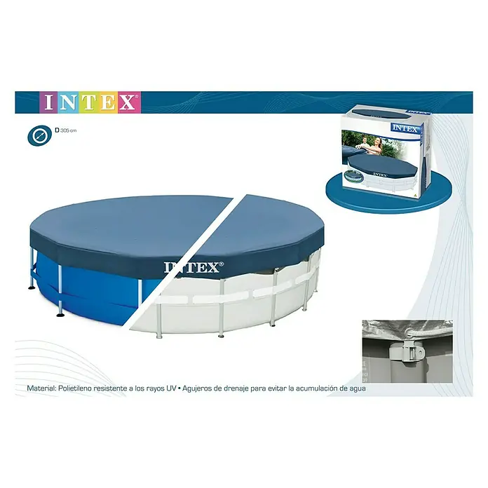 Intex Cubierta de piscina Frame Pool - Diámetro: 305 cm, Específico para: Piscina Intex Frame Ø 305 cm, Redonda - Imagen del producto de una cubierta para piscina Intex.