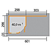 Weka Blockbohlenhaus Fides III (3,38 x 6,46 m, Wandstärke: 28 mm, Grau)