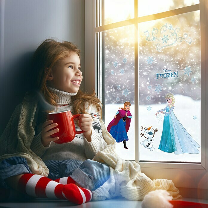Komar Disney Edition 4 Fenstersticker (Frozen Snowflake, Bunt, 31 x 31 cm)