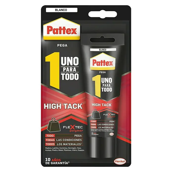 Pattex Adhesivo para montaje Uno para todo - 142 g, Tubo - Pattex 1 Uno para Todo High Tack polímero adhesivo en blanco, ideal para diversos materiales y aplicaciones.
