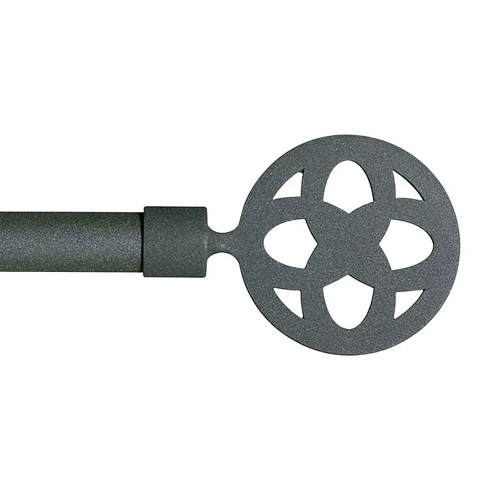 Tapa final Nordic celta gris - 1 ud. - En la imagen, una barra de cortina gris con un tapón decorativo, ideal para vestir ventanas con estilo y realzar el espacio habitable.