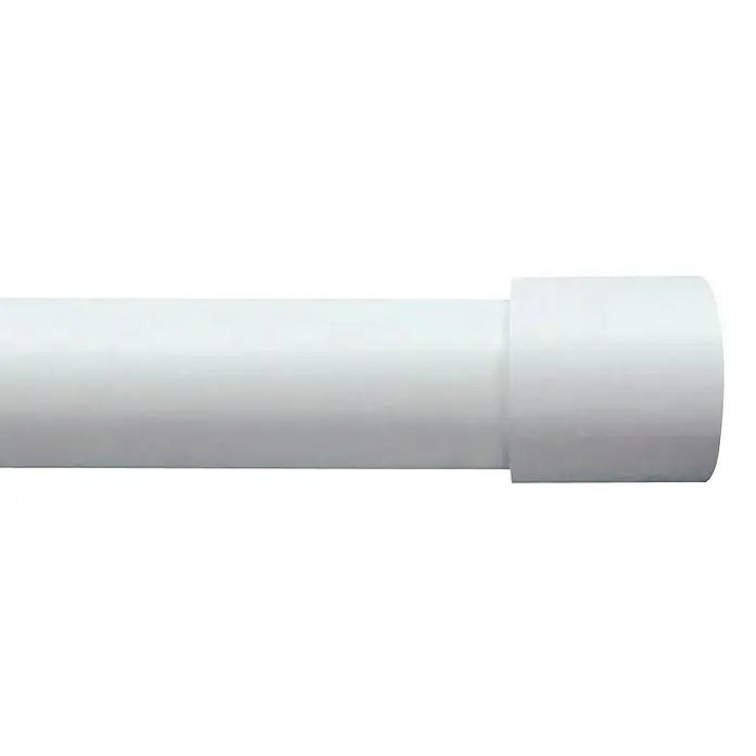 Tapa final Nordic tapón blanco - 2 ud. - Primer plano de una barra de cortina de ducha blanca con pieza final, ideal para cualquier baño.\n