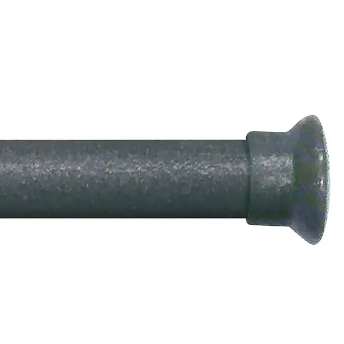 Tapa final Nordic tope gris - 2 ud. - Primer plano del extremo de una barra de cortina decorativa con un acabado resistente e industrial, perfecto para un toque moderno.