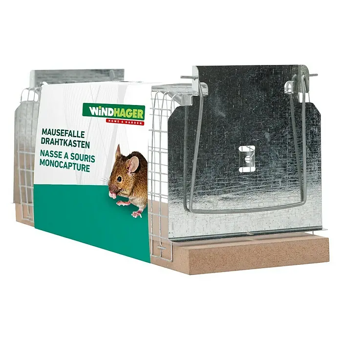 Windhager Mausefalle Drahtkasten - Lebendfalle, Metall - Windhager Mausefalle Drahtkasten zur tierschonenden Monocapture von Mäusen im Haus und Garten.