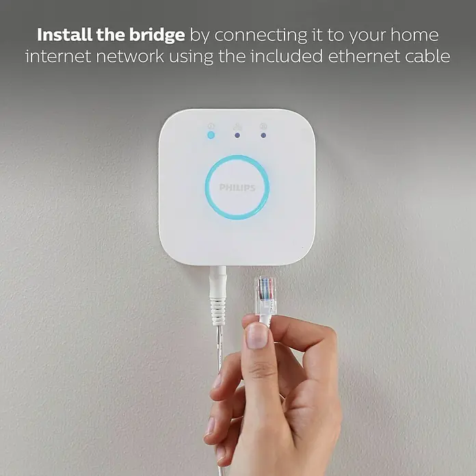 Philips Hue Steuerzentrale Bridge - Passend für: Philips Hue System, L x B x H: 2,6 x 8 x 8 cm - Philips Hue Bridge wird mit einem Ethernetkabel an Ihr Heimnetzwerk angeschlossen, um intelligente Beleuchtung zu ermöglichen.
