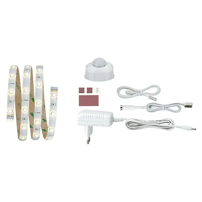 Paulmann LED-Band YourLED Night Comfort Set - 1 m, Warmweiß - LED-Streifen-Set mit Bewegungsmelder und Zubehör. Ideal zur Beleuchtung von Schränken, Regalen und Treppen für mehr Komfort.