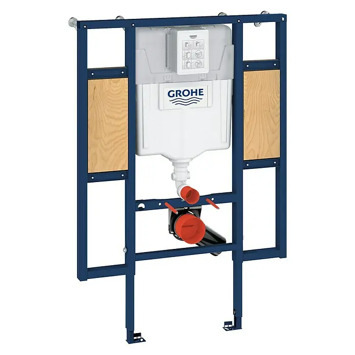 Grohe Rapid SL WC-Vorwandelement - 16,5 x 90 x 113 cm, Pulverbeschichtet - Abbildung einer Grohe Vorwandinstallation mit Spülkasten, ideal für moderne Badezimmerdesigns.