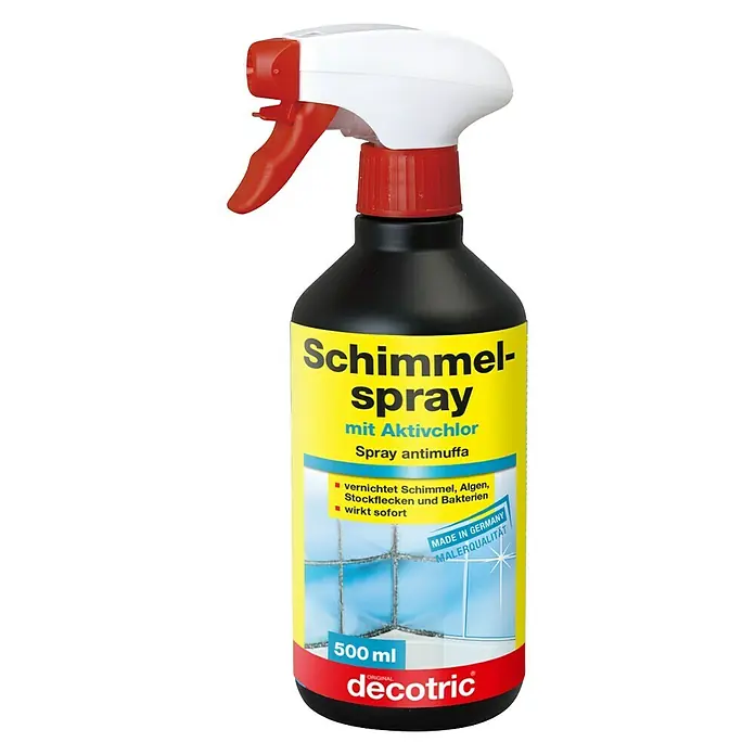 Decotric Schimmelspray - 500 ml - Schimmelspray von Decotric. Das Spray mit Aktivchlor vernichtet Schimmel, Algen, Stockflecken und Bakterien und wirkt sofort.