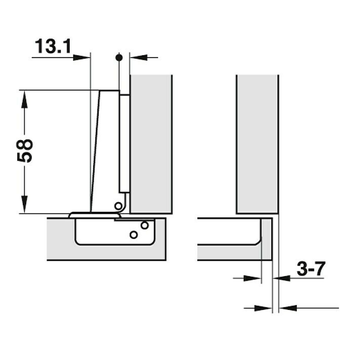 Stabilit Topfscharnier (Anschlagart: Eckanschlag, Durchmesser Topf: 35 mm, Öffnungswinkel: 110°)