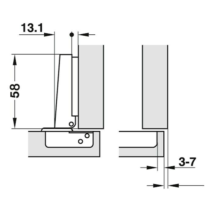 Stabilit TopfscharnierAnschlagart: Eckanschlag, Durchmesser Topf: 35 mm, Öffnungswinkel: 110 °, Ausstattung: Schließautomatik Sketch