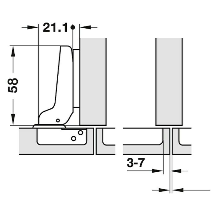 Stabilit TopfscharnierMittelanschlag, Durchmesser Topf: 35 mm, Öffnungswinkel: 110 °, Schließautomatik Sketch