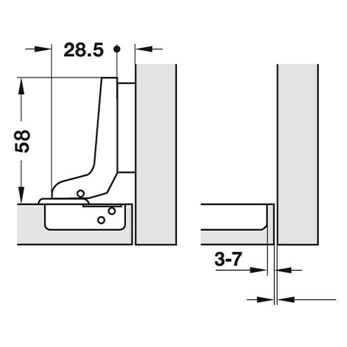 Stabilit TopfscharnierInnenanschlag, Durchmesser Topf: 35 mm, Öffnungswinkel: 110 °, Schließautomatik Sketch